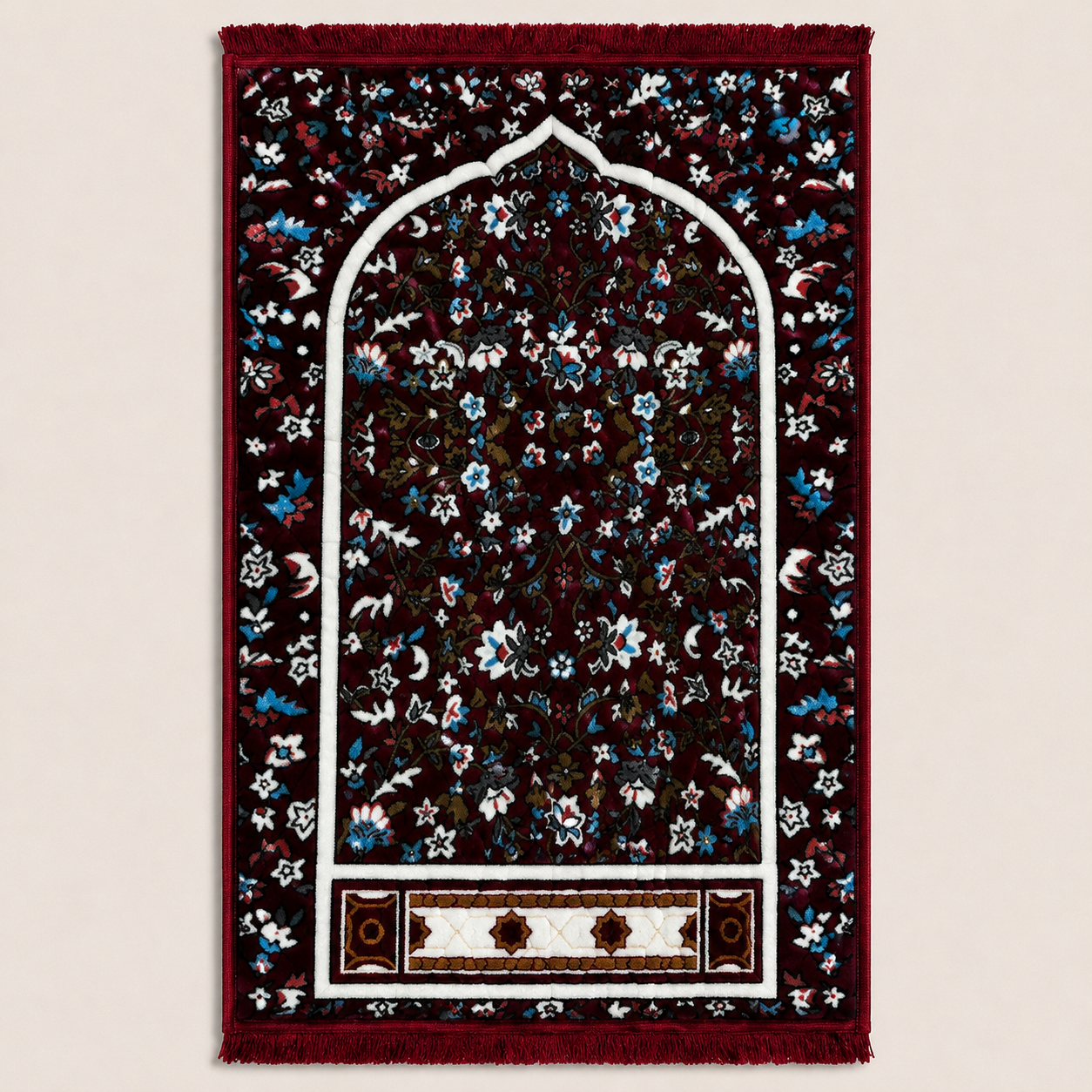 Luxury Maroon Floral Prayer Mat (Janamaz) 80×120 cm | Naqsh e Pehchan