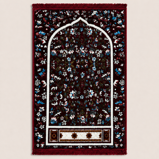Luxury Maroon Floral Prayer Mat (Janamaz) 80×120 cm | Naqsh e Pehchan