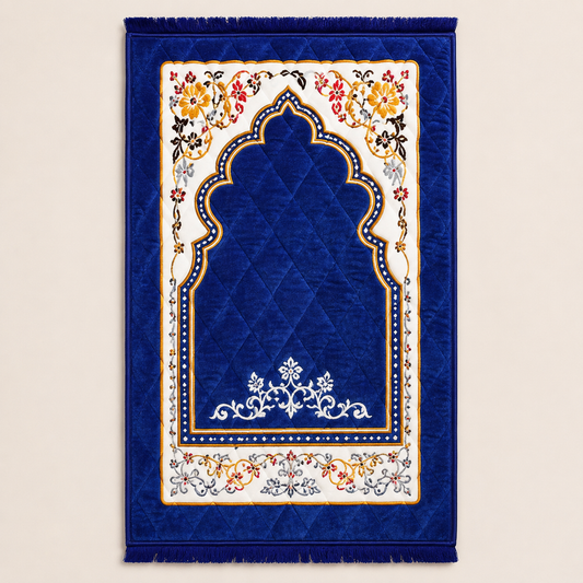 Luxury Royal Blue Prayer Mat | Premium Islamic Janamaz
