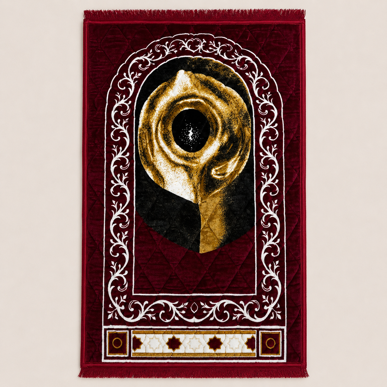 Luxury Burgundy Kaaba Prayer Mat (Janamaz) 80×120 cm | Naqsh e Pehchan